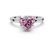 Solitaire Engagement Ring Setting for Fancy Pink Heart-Shaped Center with Plain Band and Tulip Prong Head in Platinum