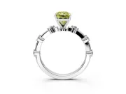 Solitaire Engagement Ring Setting for Fancy Yellow Radiant Cut Center with Bezel Station Band and Prong Head in Platinum