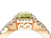 Halo Engagement Ring Setting for Fancy Yellow Radiant Cut Center with Wide-Open Pave Split Shank and Prong Head in Rose Gold