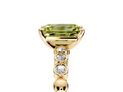 Solitaire Engagement Ring Setting for Fancy Yellow Emerald Cut Center with Bezel-Dot Beaded Band and Prong Head in Yellow Gold