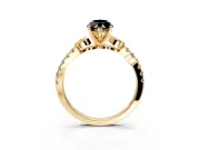 Leaf Motif Engagement Ring Setting for Fancy Black Marquise Center with Pave Band and Prong Head in Yellow Gold