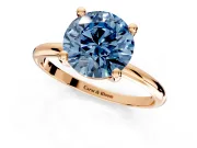 Minimalist Solitaire Engagement Ring Setting for Fancy Blue Round Cut Center with Thin Band and Prong Head in Rose Gold
