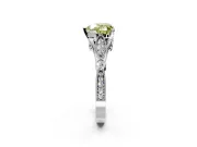 Solitaire Engagement Ring Setting for Fancy Yellow Heart-Shaped Center with Marquise and Bezel Accents and Prong Head in Sterling Silver