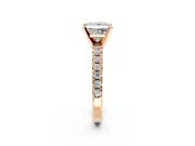 Solitaire Engagement Ring Setting for Princess Cut Center with Large Accents and Prong Head in Rose Gold