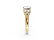 Cluster Engagement Ring Setting for Princess Cut Center with Round Cut Accent Frame and Prong Head in Yellow Gold