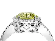 Accent Halo Engagement Ring Setting for Fancy Yellow Round Cut Center with Full-Length Pave Band and Prong Head in Platinum