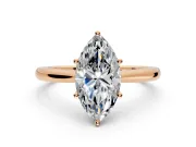 Solitaire Engagement Ring Setting for Marquise Center with Narrow Cathedral Band and Prong Head in Rose Gold