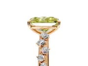 Cluster Engagement Ring Setting for Fancy Yellow Radiant Cut Center with Round Cut Accent Band and Prong Head in Rose Gold