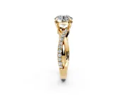 Solitaire Engagement Ring Setting for Round Cut Center with Half-Pave Crossover Band and Prong Head in Yellow Gold