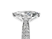 Solitaire Engagement Ring Setting for Marquise Center with Multi-Row Accents and Prong Head in White Gold