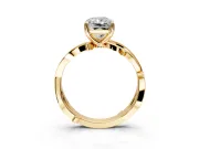 Solitaire Engagement Ring Setting for Radiant Cut Center with Pave and Plain Crossover Band and Prong Head in Yellow Gold