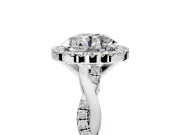 Halo Engagement Ring Setting for Round Cut Center with Pave and Plain Twist Band and Prong Head in White Gold