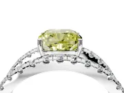Solitaire Engagement Ring Setting for Fancy Yellow Cushion Cut Center with Wide-Open Split Shank and Prong Head in Platinum