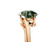 Solitaire Engagement Ring Setting for Fancy Green Round Cut Center with Plain Bypass Twist Band and Prong Head in Rose Gold
