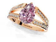 Split Shank Engagement Ring Setting for Fancy Pink Pear-Shaped Center with Pave Split Shank and Prong Head in Rose Gold