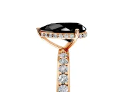 Hidden Halo Engagement Ring Setting for Fancy Black Pear-Shaped Center with Pave Band and Prong Head in Rose Gold