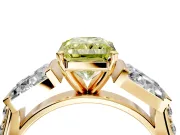 Channel-Set Engagement Ring Setting for Fancy Yellow Radiant Cut Center with Baguette Band and Prong Head in Yellow Gold