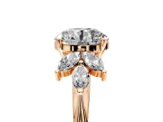 Floral Cluster Engagement Ring Setting for Round Cut Center with Marquise Accents and Prong Head in Rose Gold