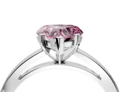 Solitaire Engagement Ring Setting for Fancy Pink Heart-Shaped Center with Basket Rail and Prong Head in Platinum