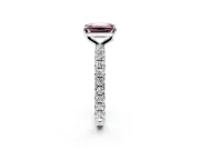 Solitaire Engagement Ring Setting for Fancy Pink Emerald Cut Center with Shared-Prong Accents and Prong Head in Platinum