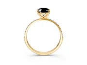 Solitaire Engagement Ring Setting for Fancy Black Oval Center with Pave Accents and Prong Head in Yellow Gold