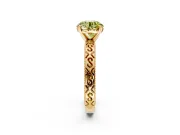 Solitaire Engagement Ring Setting for Fancy Yellow Round Cut Center with Scrollwork Band and Prong Head in Yellow Gold
