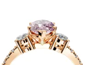 3 Stone Engagement Ring Setting for Fancy Pink Marquise Center with Round Cut Side Accents and Prong Head in Rose Gold