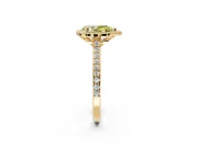 Halo Engagement Ring Setting for Fancy Yellow Pear-Shaped Center with Pave Accents, Heart Basket and Prong Head in Yellow Gold