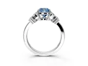 Floral Engagement Ring Setting for Fancy Blue Cushion Cut Center with Marquise Cluster Shoulders and Prong Head in Sterling Silver