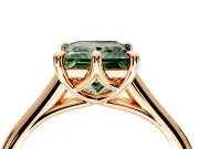 Solitaire Engagement Ring Setting for Fancy Green Princess Cut Center with Cathedral Band and Prong Head in Rose Gold