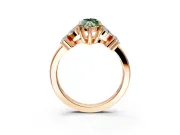 Floral Engagement Ring Setting for Fancy Green Marquise Center with Marquise Cluster Shoulders and Prong Head in Rose Gold