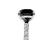 Solitaire Engagement Ring Setting for Fancy Black Cushion Cut Center with Pave Accents and Prong Head in Platinum