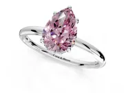 Solitaire Engagement Ring Setting for Fancy Pink Pear-Shaped Center with Plain Band, Open Basket and Prong Head in Platinum