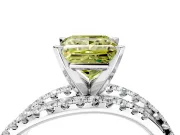 Solitaire Engagement Ring Setting for Fancy Yellow Princess Cut Center with Woven 3-Strand Pave Band and Prong Head in Platinum