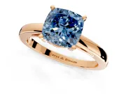 Solitaire Engagement Ring Setting for Fancy Blue Cushion Cut Center with Basket Rail and Prong Head in Rose Gold