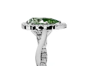 Halo Engagement Ring Setting for Fancy Green Pear-Shaped Center with Twist Band and Prong Head in White Gold