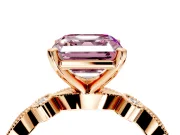 Solitaire Engagement Ring Setting for Fancy Pink Asscher Cut Center with Milgrain Bezel Accents and Prong Head in Rose Gold