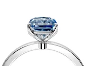 Solitaire Engagement Ring Setting for Fancy Blue Radiant Cut Center with Thin Rounded Plain Band and Prong Head in Platinum