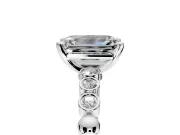 Solitaire Engagement Ring Setting for Emerald Cut Center with Bezel-Dot Beaded Band and Prong Head in Platinum