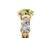 5 Stone Engagement Ring Setting for Fancy Yellow Round Cut Center with Graduated Accents and Prong Head in Yellow Gold