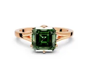 Solitaire Engagement Ring Setting for Fancy Green Asscher Cut Center with Plain Split Shank and Prong Head in Rose Gold