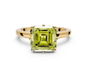 Solitaire Engagement Ring Setting for Fancy Yellow Asscher Cut Center with Plain Band and Tulip Prong Head in Yellow Gold