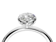 Low-Set Solitaire Engagement Ring Setting for Marquise Center with Thin Plain Band and Prong Head in White Gold