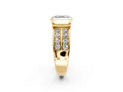 Bezel Engagement Ring Setting for Asscher Cut Center with Wide Channel-Set Band and Bezel Head in Yellow Gold