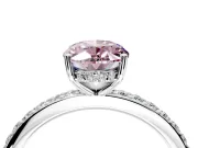 Solitaire Engagement Ring Setting for Fancy Pink Oval Center with Fine Pave Band and Prong Head in Sterling Silver