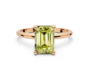 Minimalist Solitaire Engagement Ring Setting for Fancy Yellow Emerald Cut Center with Thin Band and Prong Head in Rose Gold