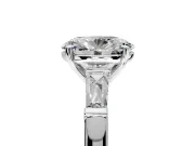 3 Stone Engagement Ring Setting for Oval Center with Tapered Baguettes, Plain Band and Prong Head in Platinum