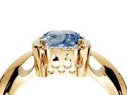 Halo Engagement Ring Setting for Fancy Blue Cushion Cut Center with Tapered Plain Band and Prong Head in Yellow Gold