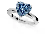Solitaire Engagement Ring Setting for Fancy Blue Heart-Shaped Center with Basket Rail and Prong Head in Platinum