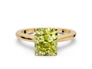 Solitaire Engagement Ring Setting for Fancy Yellow Radiant Cut Center with Narrow Cathedral Band and Prong Head in Yellow Gold